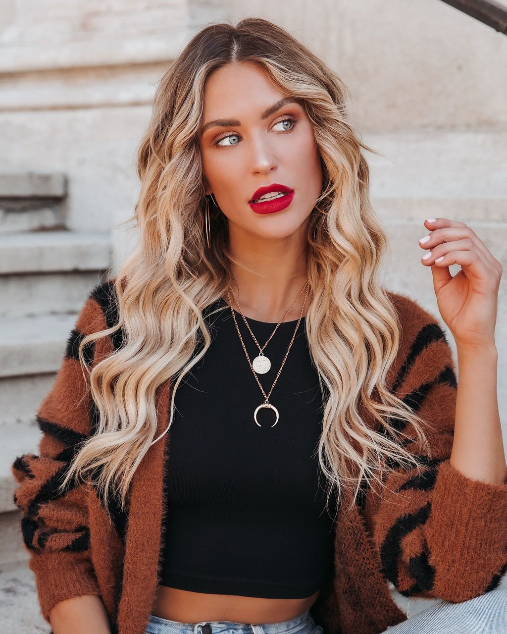 Coin And Crescent Layered Necklace