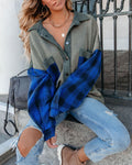 Taron Cotton Blend Contrast Plaid Shacket - Vintage Moss